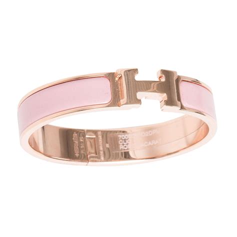 hermes gold printed enamel narrow pink rose|hermes pink leather bracelet.